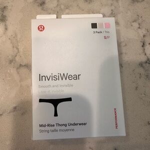 NWT Lululemon Invisiwear Mid-Rise Thong BLK/LTIV/BLQU - Size S